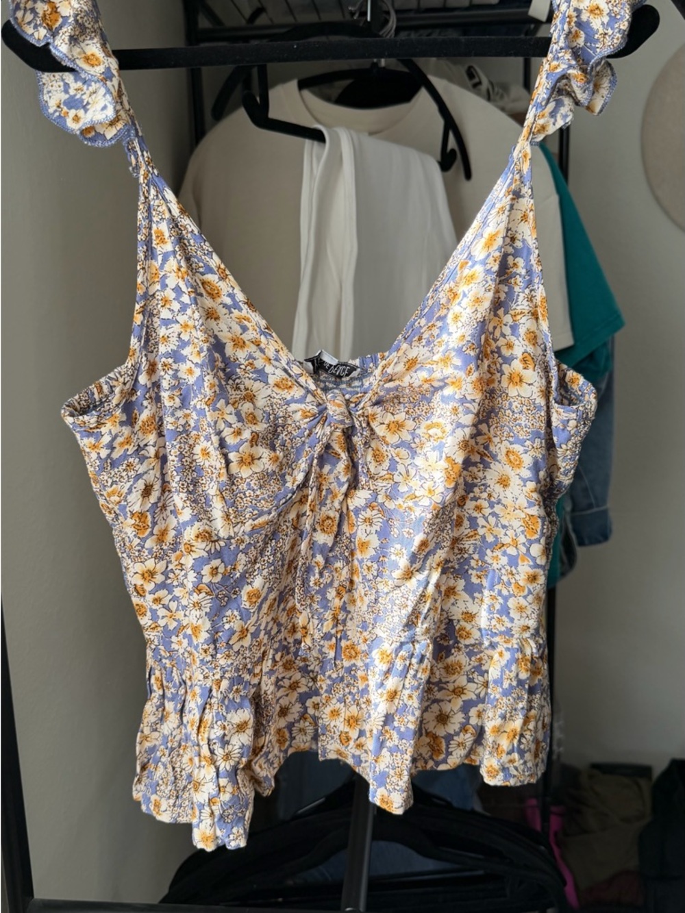 Patrons of Peace Lavender & Mustard Floral Tie-Front Cami